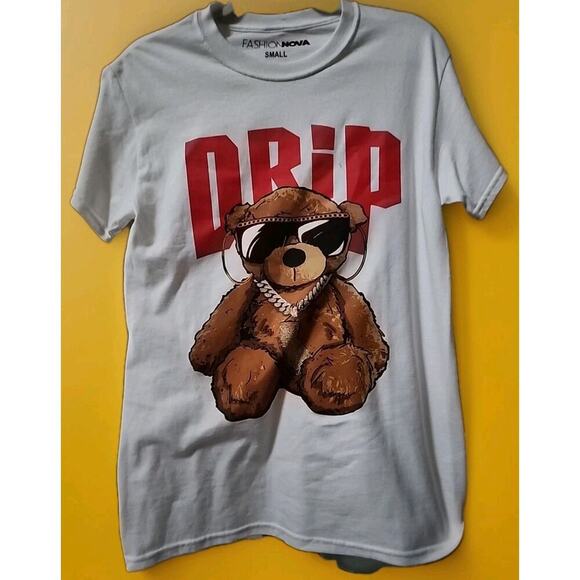 Fashion Nova Teddy Drip Men's Short Sleeve Graphic Print Small New A131 Excellen - Picture 2 of 5